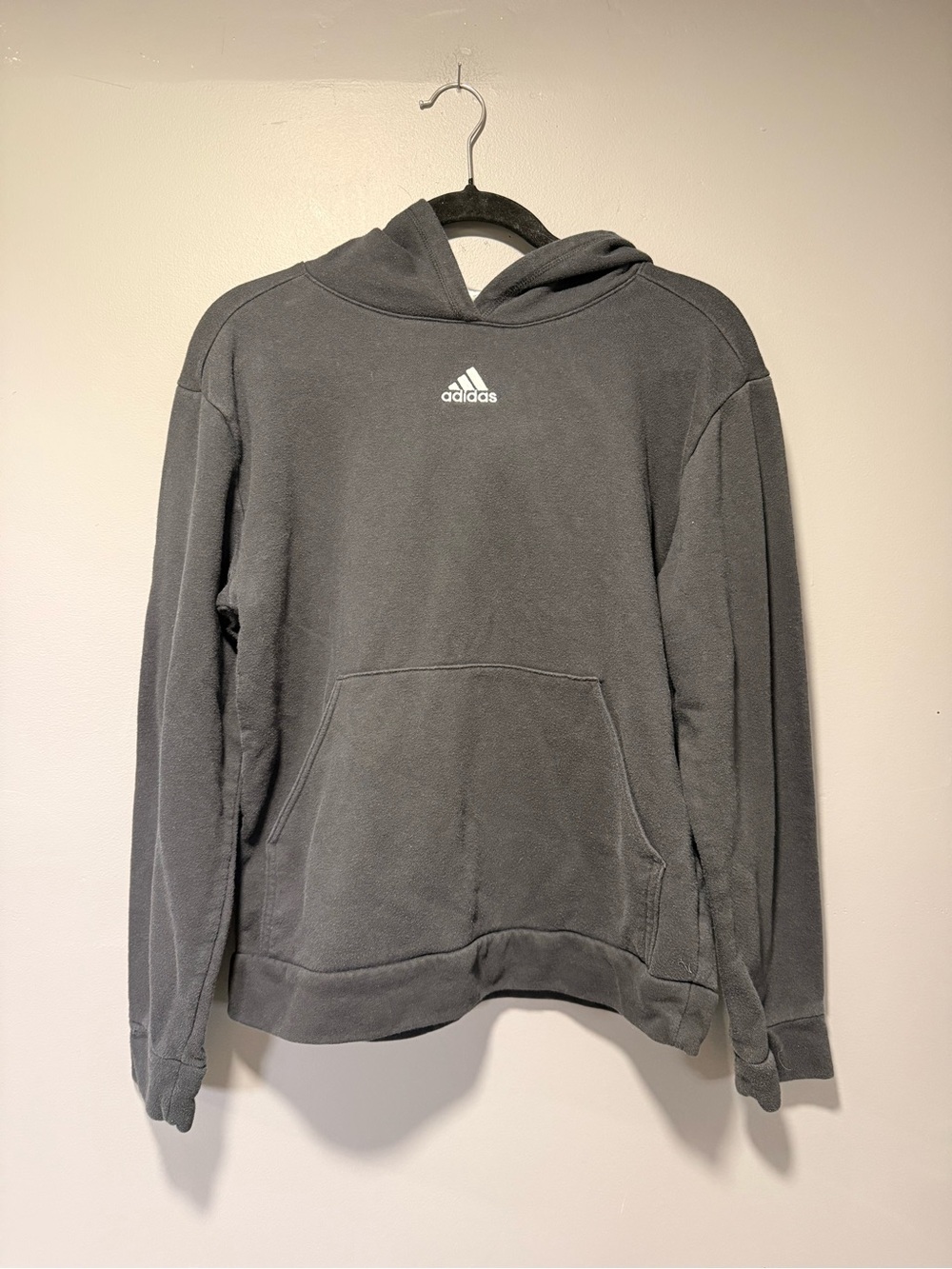 adidas Gray Pullover Hoodie with White Chest Logo
